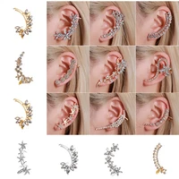 2021bohemian no piercing crystal rhinestone ear cuff wrap stud clip earrings for women girl trendy earrings jewelry bijoux