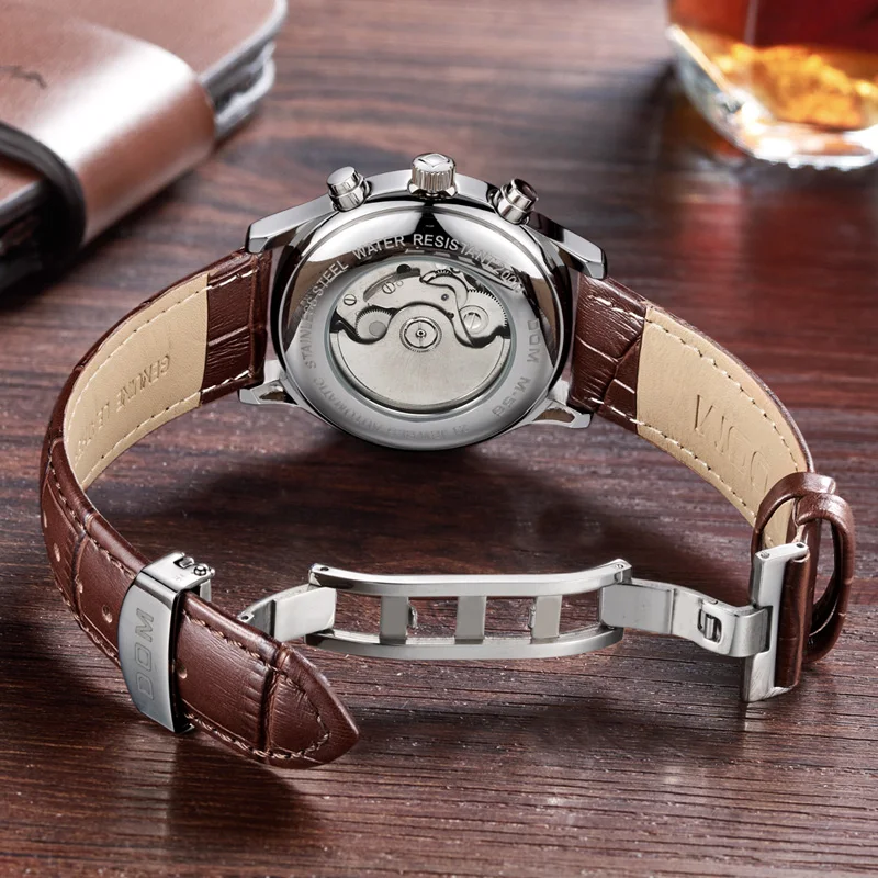 Часы DOM мужские водонепроницаемые механические с тремя циферблатами|Мужские