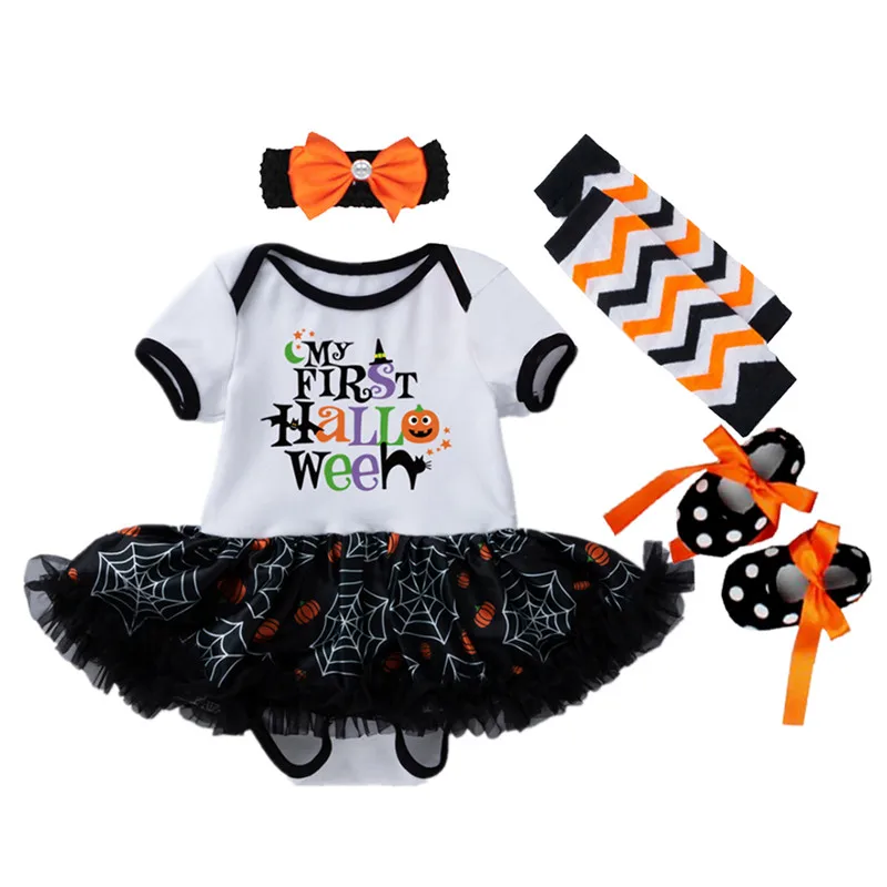 

Костюмы на Хэллоуин для маленьких девочек с буквами, комбинезон, платье для новорожденных детей, наборы одежды для косплея и вечеринки, наря...