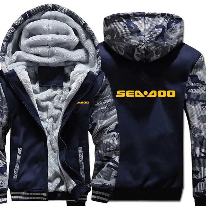 

2021 Sea Doo Seadoo Moto Hoodies Camouflage Sleeve Jacket Hoody Zipper Winter Fleece Sea-Doo Sweatshirt
