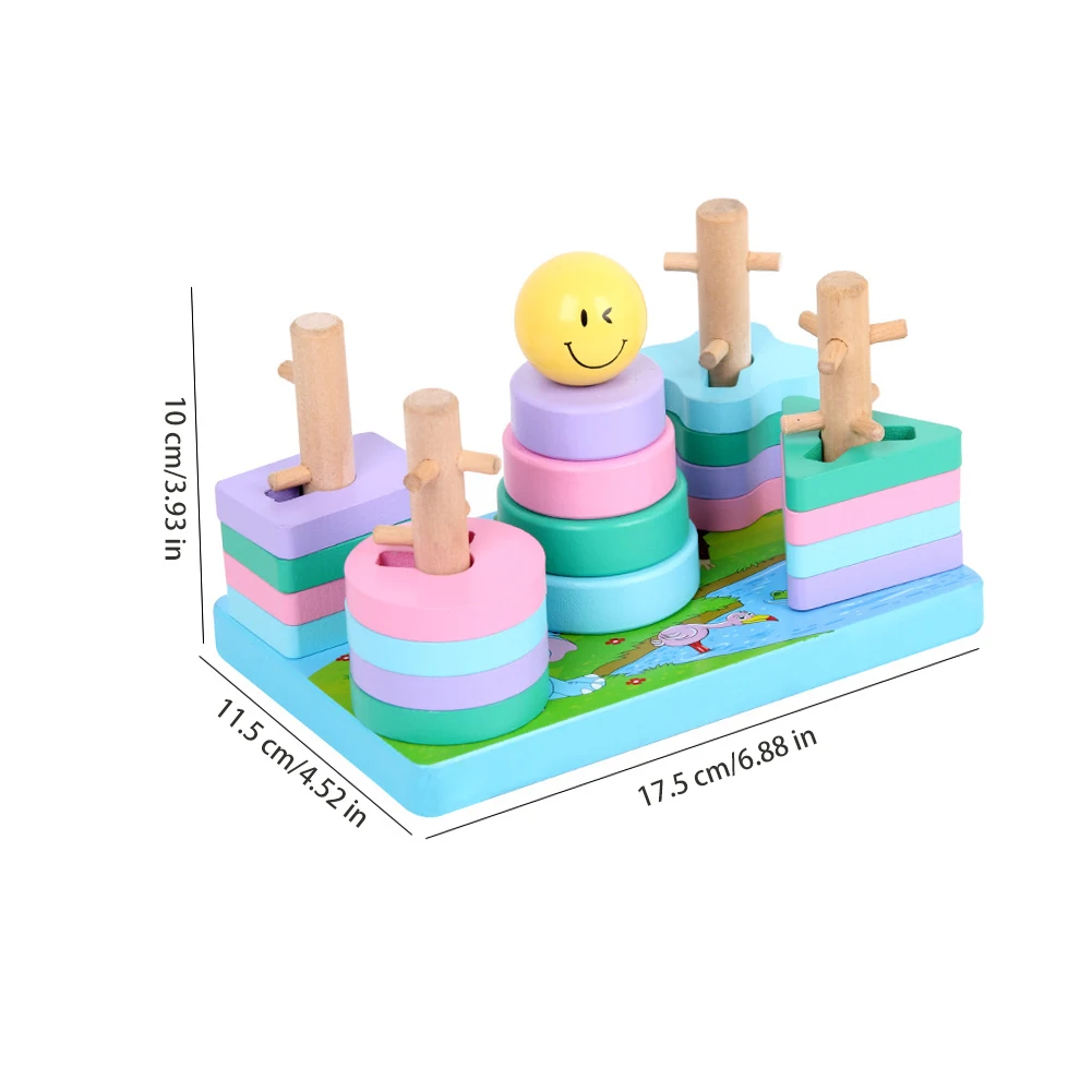 

Montessori Wooden Building Blocks Early Learning Educational Toys Colorful Geometric Shapes Matching Toys For Children