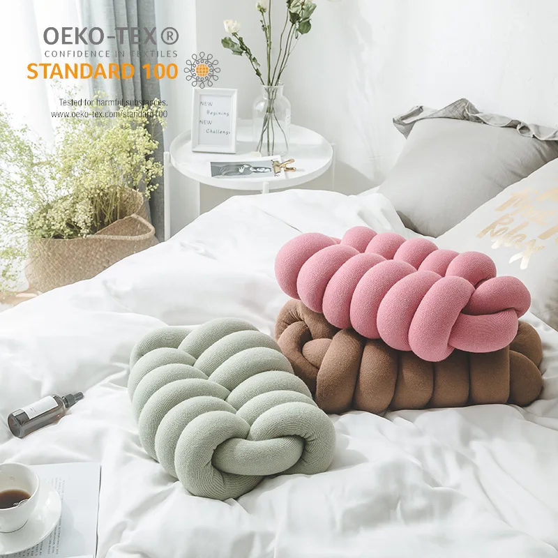 

Knotted Cushion Home Decor Bed Sofa Cushion Seamless Tube Braid Office Nap Hand Rest Car Lumbar Pillow Chair Back Seat Cushion