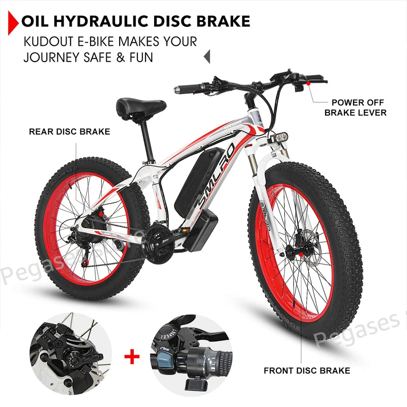Verkauf 26 Zoll Elektrische Fahrrad 1000W Motor Fett Reifen Mens Schnee Strand Ebike 48V 13AH Lithium-ionen Batterie Erwachsene Snowbike Elektrische Fahrrad