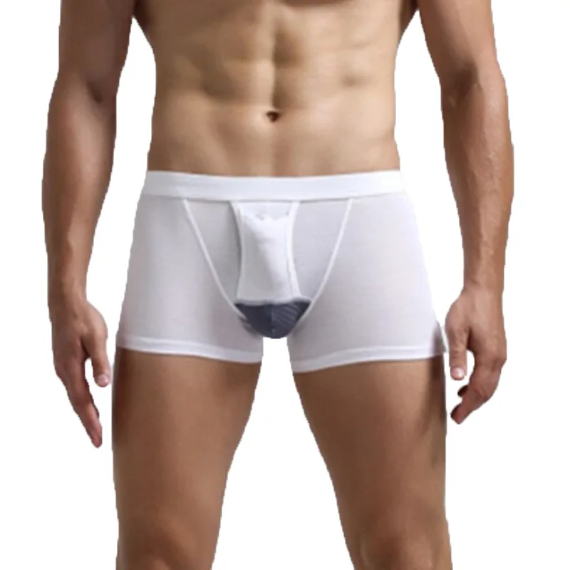 

Scrotum Separation Men's Panties Modal Underwear Men Boxer Escroto Pouch Mid Rise Sexy Underpants Slips Hole Breathable White