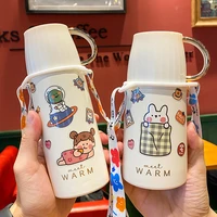 portable vacuum stainless dteel thermos cup cartooncreative couples thermos cup leakproof outdoor student water bottle with cups