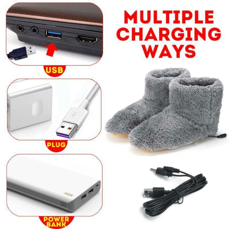 

Winter Washable USB Electric Foot Warmer Shoes With 1PCS 1.5m 2.0 Interface Cable