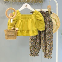 2021 summer girl clothes set short sleeve blouse shirt and floral pants baby clothes toddler girl outfits children clothing set