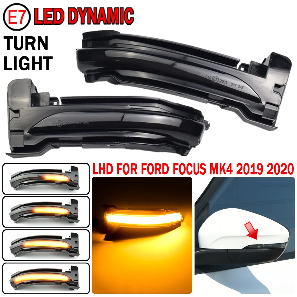 

2pcs For Ford Focus 4 MK4 2019 2020 Flowing Water Blinker Flashing Light Dynamic Turn Signal Light Side Mirror Light LED