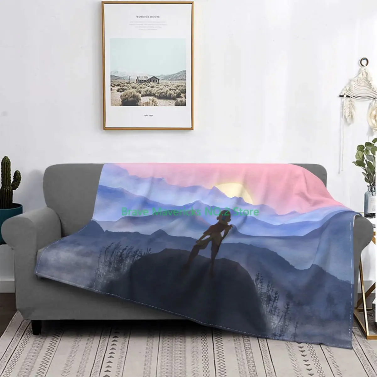 

BSofa Decoration Avatar Aang Sunset Throw Blanket Amazing Gifts Ultra Fluffy Anti-pilling Flannel Throw Blankets