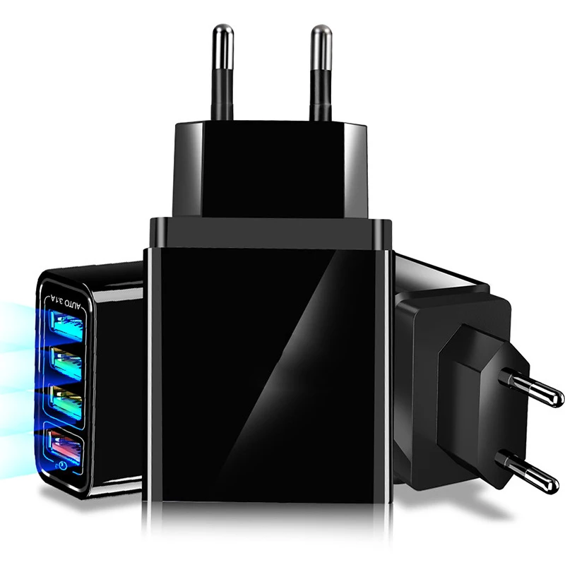 4 порта USB Smart Charge Quick 3 0 для iPhone XS Samsung Xiaomi Huawei адаптер Type C PD быстрое настенное