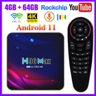 ТВ-приставка H96 Max V11, Android 11, RK3318, 4 Гб + 64 ГБ32 ГБ, BT 4,0, Google Voice, 4K, Smart TV, 2,4G, 5G Wi-Fi, Android 11, ТВ-приставка 2G16 ГБ