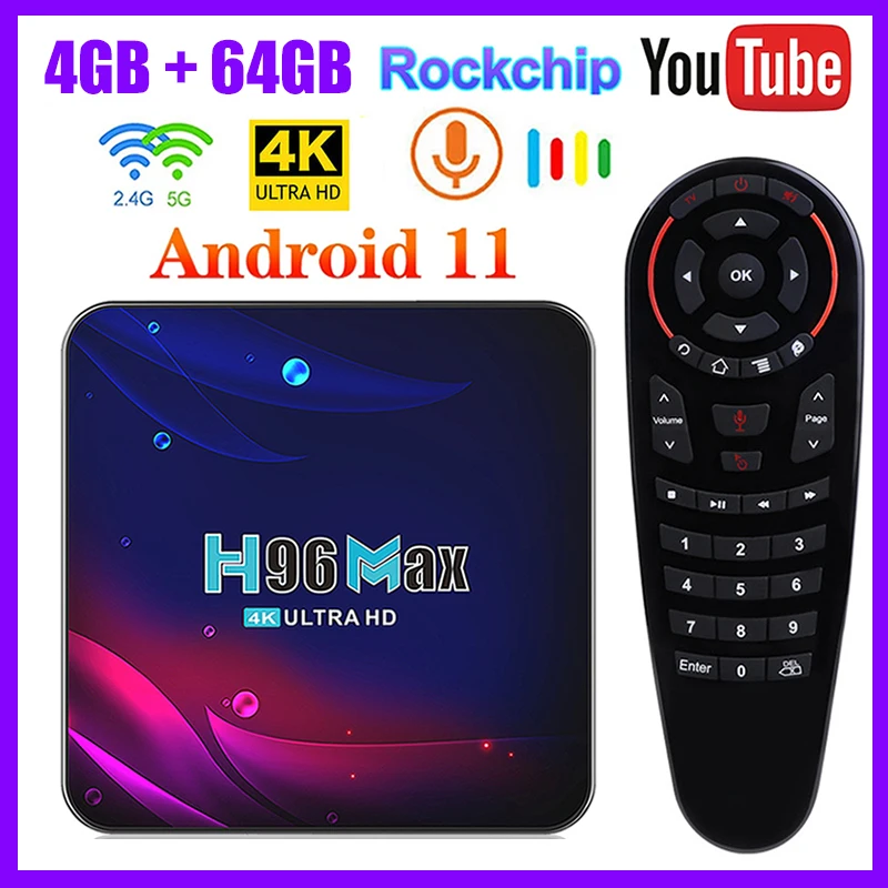 H96 Max V11 ТВ приставка Android 11 RK3318 4 ГБ 64 32G BT 0 Google Voice 4K Smart TV Box 2 г 5G Wi Fi Декодер каналов