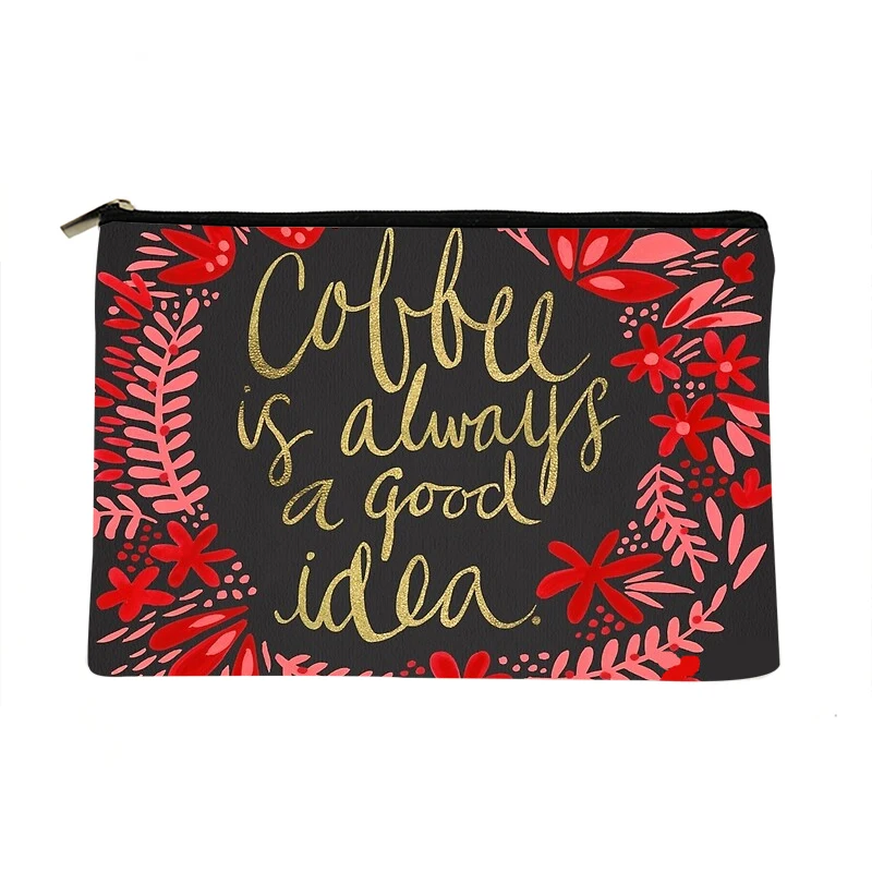 

Women Coffee on Charcoal Printed Make up bag Fashion Women Cosmetics Organizer Bag for Travel Colorful Storage Bag for Lady Bag