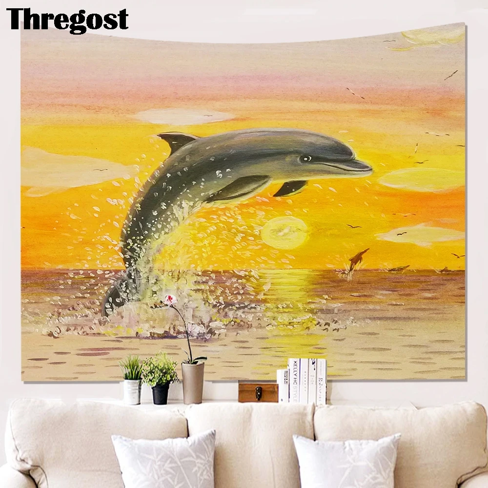 3D настенные ковры с принтом дельфинов мебель для спальни декор хиппи настенный