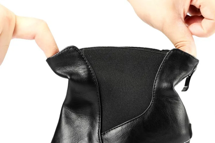 

Timalina Winter High Heels Ankle Women Boots Black Fashion Round Toe Female Boot Platform Party Women Shoes Short Plush