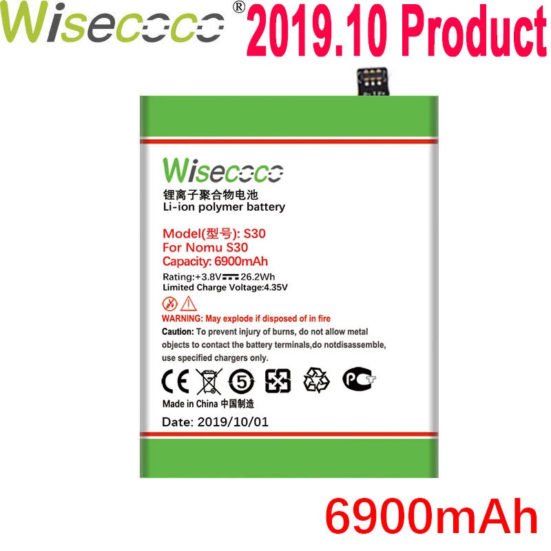 WISECOCO 6900 мАч S30 батарея для ному S30 мобильный телефон новейшее производство высокое качество батарея с номером отслеживания