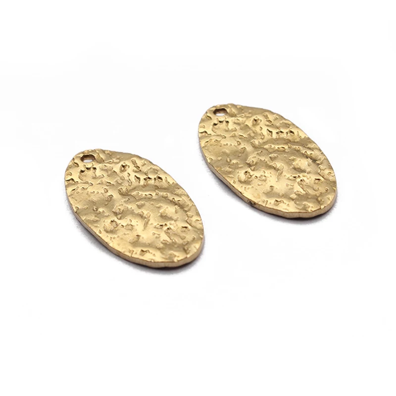 

20pcs/lot Raw Brass Hammered Oval Charms Pendant Bracelet Tags Charms For DIY Necklace Earrings Jewelry Making Supplies