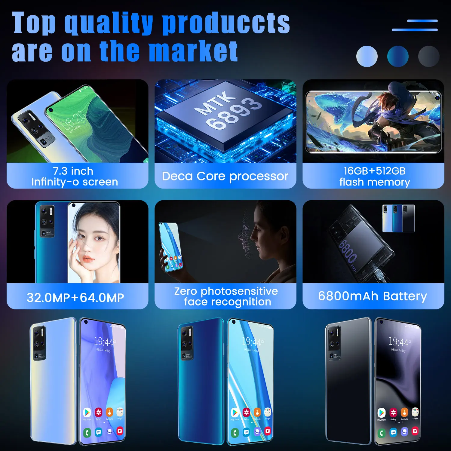 global 7 3 inch left digging screen for oneplus 9 pro 5g smartphone with 16gb512gb large memory huawei samsung mobile phone free global shipping