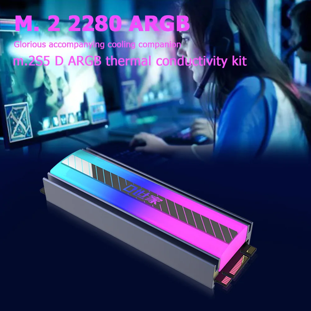 

Охладитель для видеокарты M.2 2280 Радиатор SSD Охлаждающий радиатор 5 в 3Pin ARGB твердотельный жесткий диск охладитель