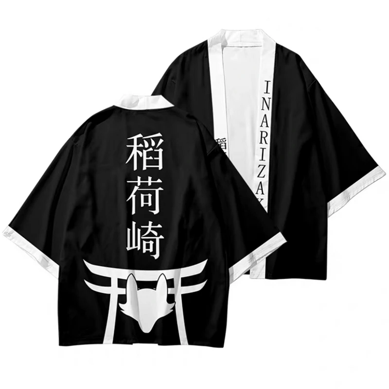 

Новинка Аниме Haikyuu! Японское кимоно для мужчин и женщин, хаори юката, летняя рубашка с коротким рукавом, уличная одежда, топ и шорты