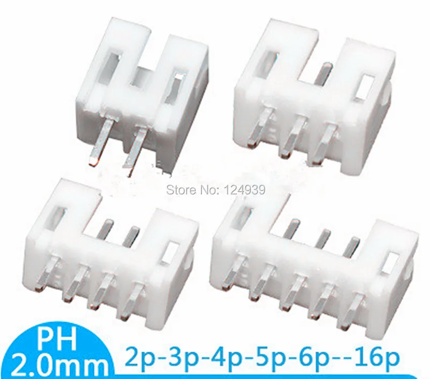 PH2.0mm прямые штыревой разъем 2/3/4/5/6/7/8/9/10/11/12/15/16P pin PH 2A A провода PH2.0 шаг расстояние 180