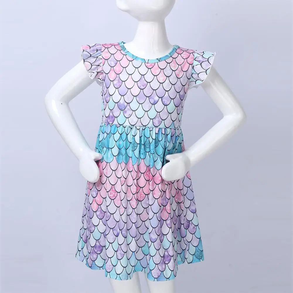 Детское летнее платье принцессы для девочек Платье русалки с короткими пышными