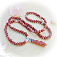 6mm rhodochrosite gemstone 108 beads mala necklace meditation ruyi mala sutra buddhism cuff fengshui wrist natural healing bless