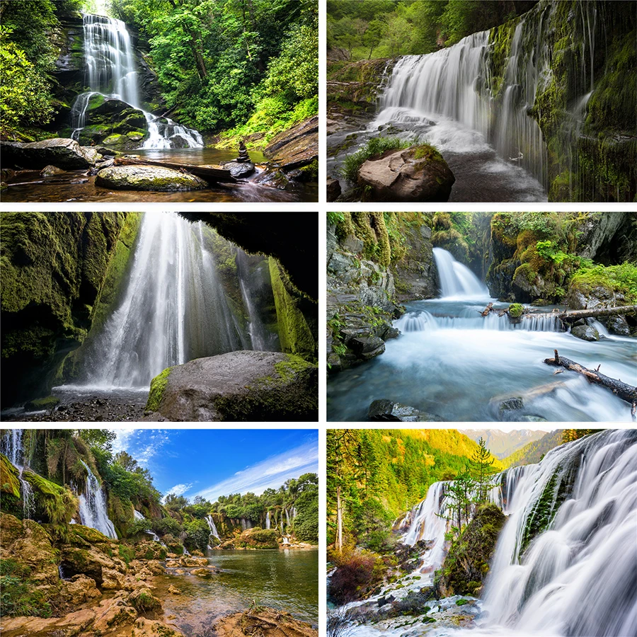 Nitree голубое небо река Гора Водопад поток воды занавески пейзаж фон для