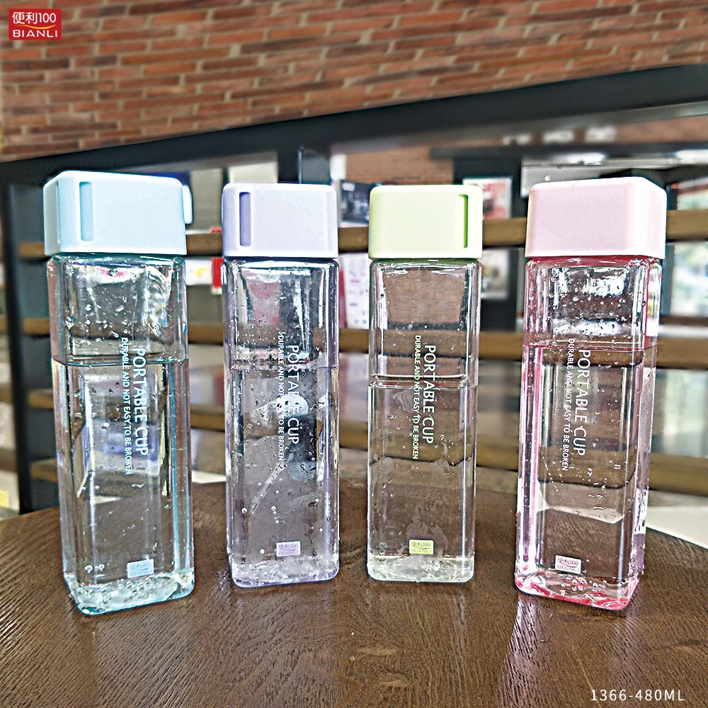 Новая Квадратная бутылка для воды портативная пластиковая прозрачная