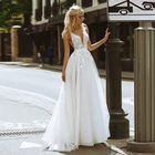 Женское свадебное платье It's yiiya, белое ТРАПЕЦИЕВИДНОЕ ПЛАТЬЕ С V-образным вырезом, аппликацией и бисером на лето 2019