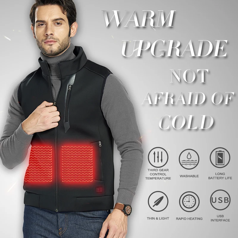 SNOWWOLF Men Winter Outdoor USB Infrared Heating Vest Jacket Electric Thermal Waistcoat Clothing hunting fishing vest