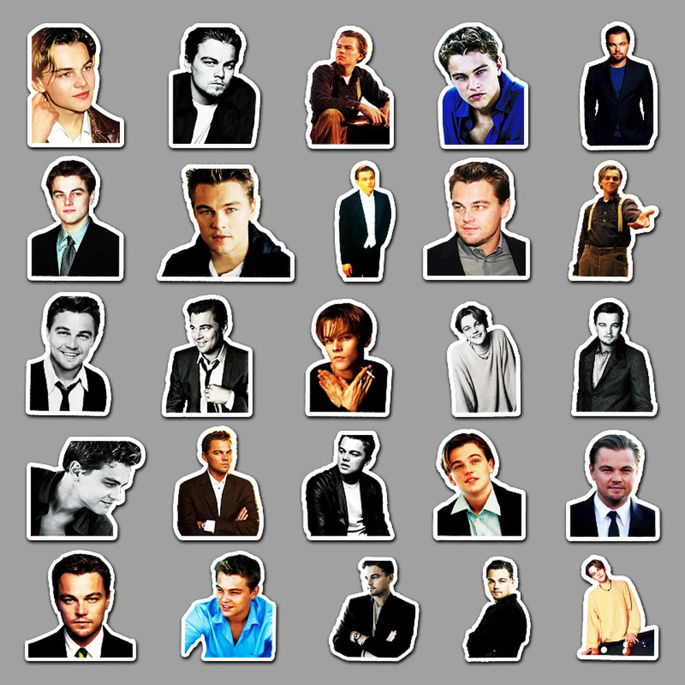 Pegatinas de estrellas de la pel&iacute;cula Leonardo DiCaprio, pegatinas de grafiti para monopat&iacute;n, nevera, guitarra, port&aacute;til, calcoman&iacute;as impermeables, bricolaje, 10/30/50 Uds.-4
