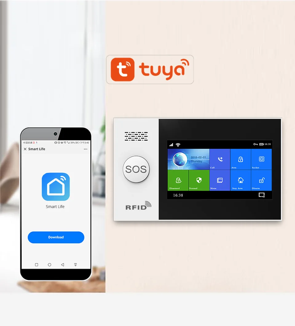 Беспроводной GSM-тревожный комплект TUYA с Wi-Fi и экраном 4 3 дюйма | Безопасность