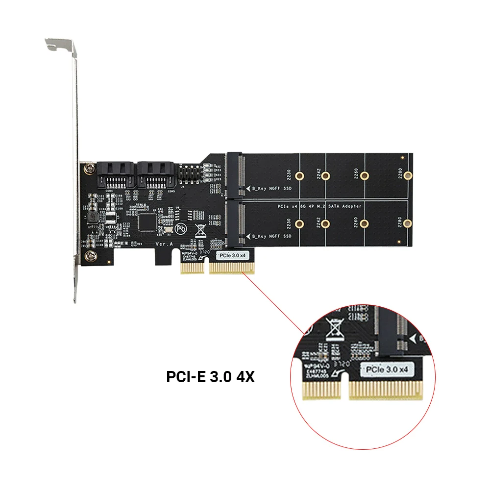 плата расширения pcie x4 pcie 30 на dual sata 3 m 2 а