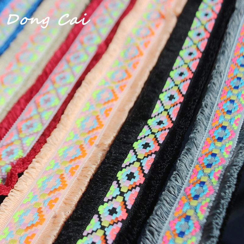 

10yard 45mm Embroidered Tassel Lace Ethnic Fringed Trim Ribbon Sewing lace Latin Dress Stage Hairpin Garment Curtain Decorative