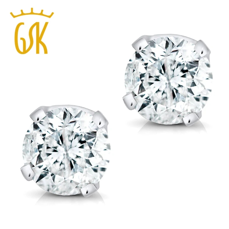 GemStoneKing 1/5cttw круглый натуральный алмаз серьги-гвоздики Белое золото 14 карат ювелирные украшения для Для женщин свадебные серьги
