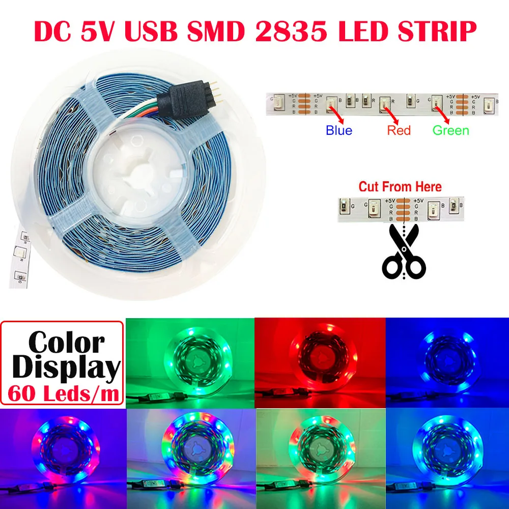 Светодиодная лента RGB SMD 2835 5 В USB Bluetooth 24 клавиши | Освещение