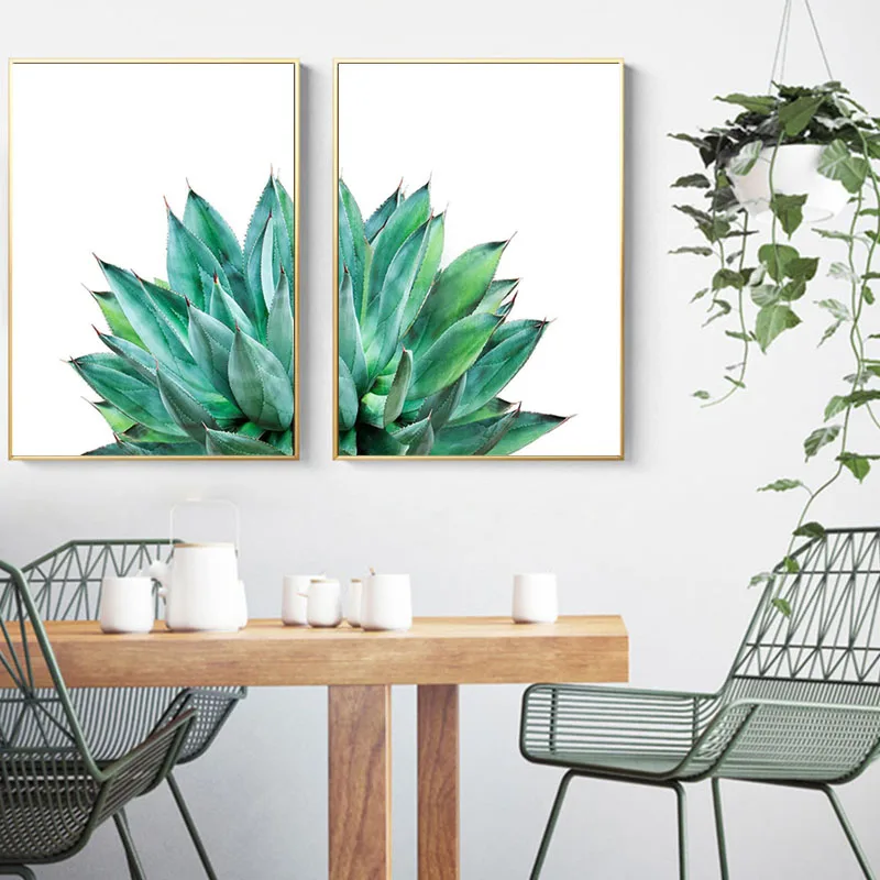 Плакат с зелеными суккулентами зеленая Картина на холсте настенные
