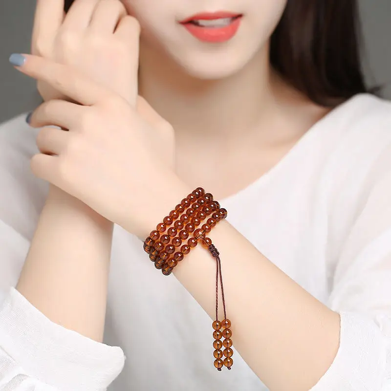 Myanmar Amber Beeswax Bracelet 25-108 Multi-circle Sweater Chain Men and Women Beads Single Circle Gift Bracelets for | Украшения и