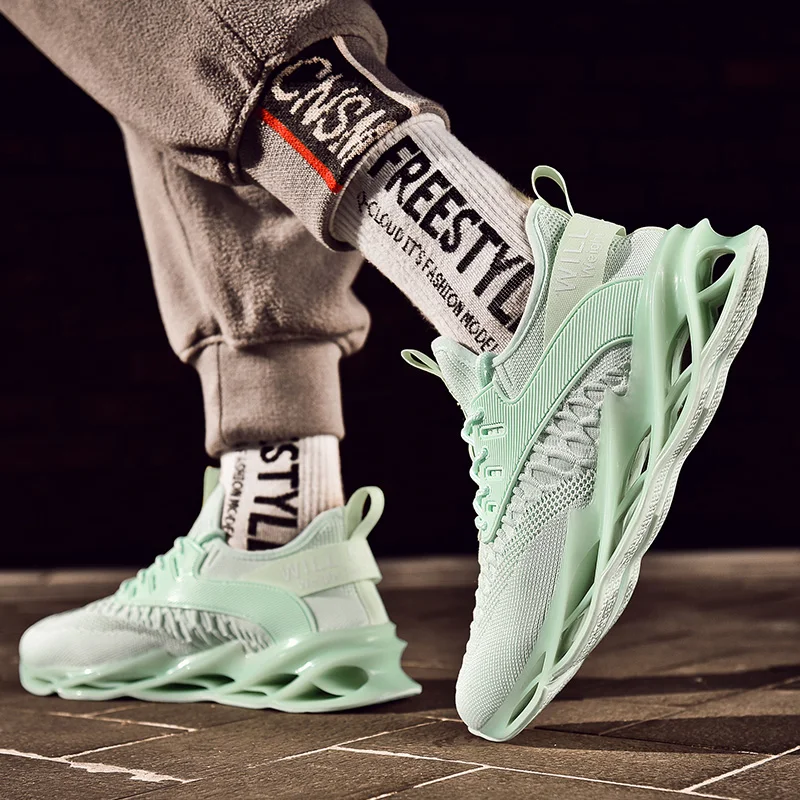 

Cushion Sneakers for Men Breathable Mesh Blade Running Shoes Man Light Sports Shoes Male Zapatillas Hombre Plus Size 46 47