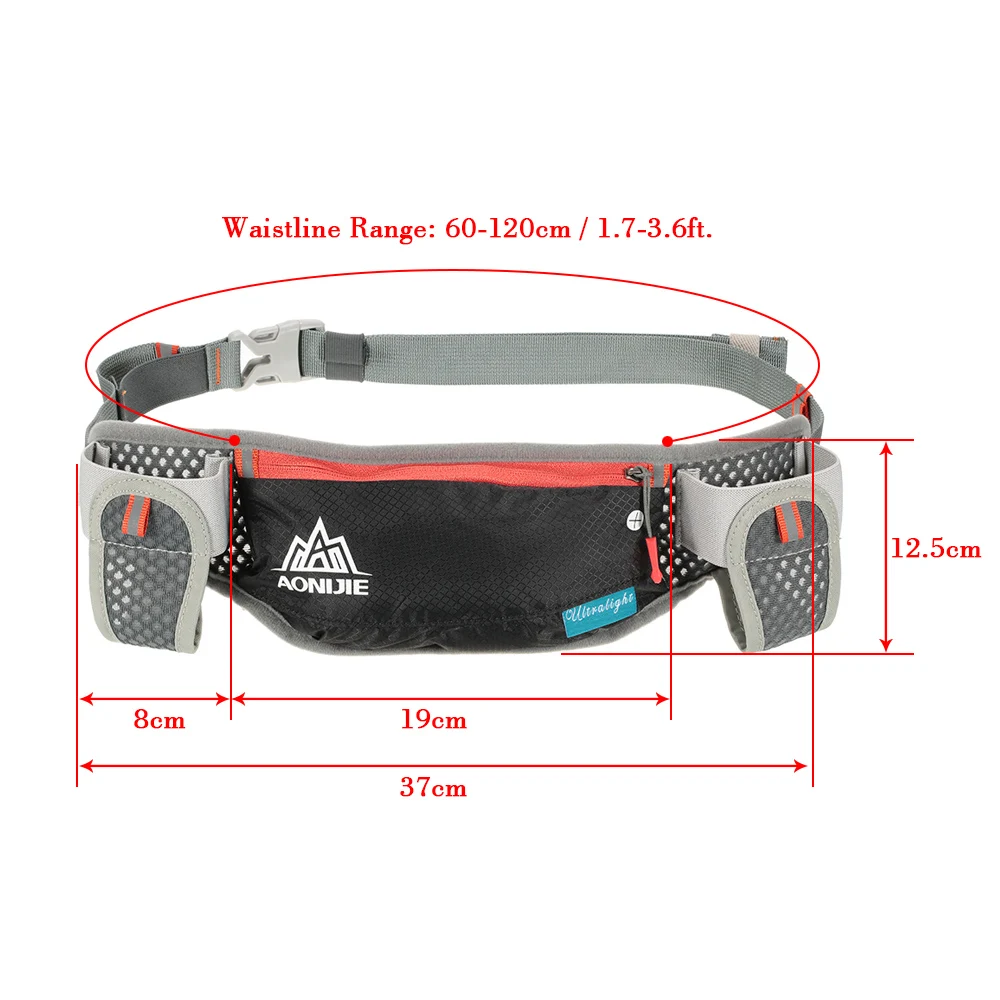 AONIJIE Running Hydration Waist Pack With Two Water Bottle 170ml Bag  Belt Bottle Phone Holder Waterproof Jogging images - 6