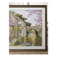 111418252228 color aida cross stitch kit riverside retreat spring cottage cherry blossoms wisteria boat bridge