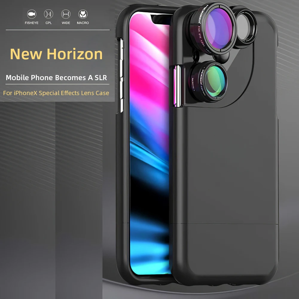 4 в 1 телефон объектива камеры Чехлы для iPhone X XS 7 8 Plus простая Мода PC рыбий глаз 120