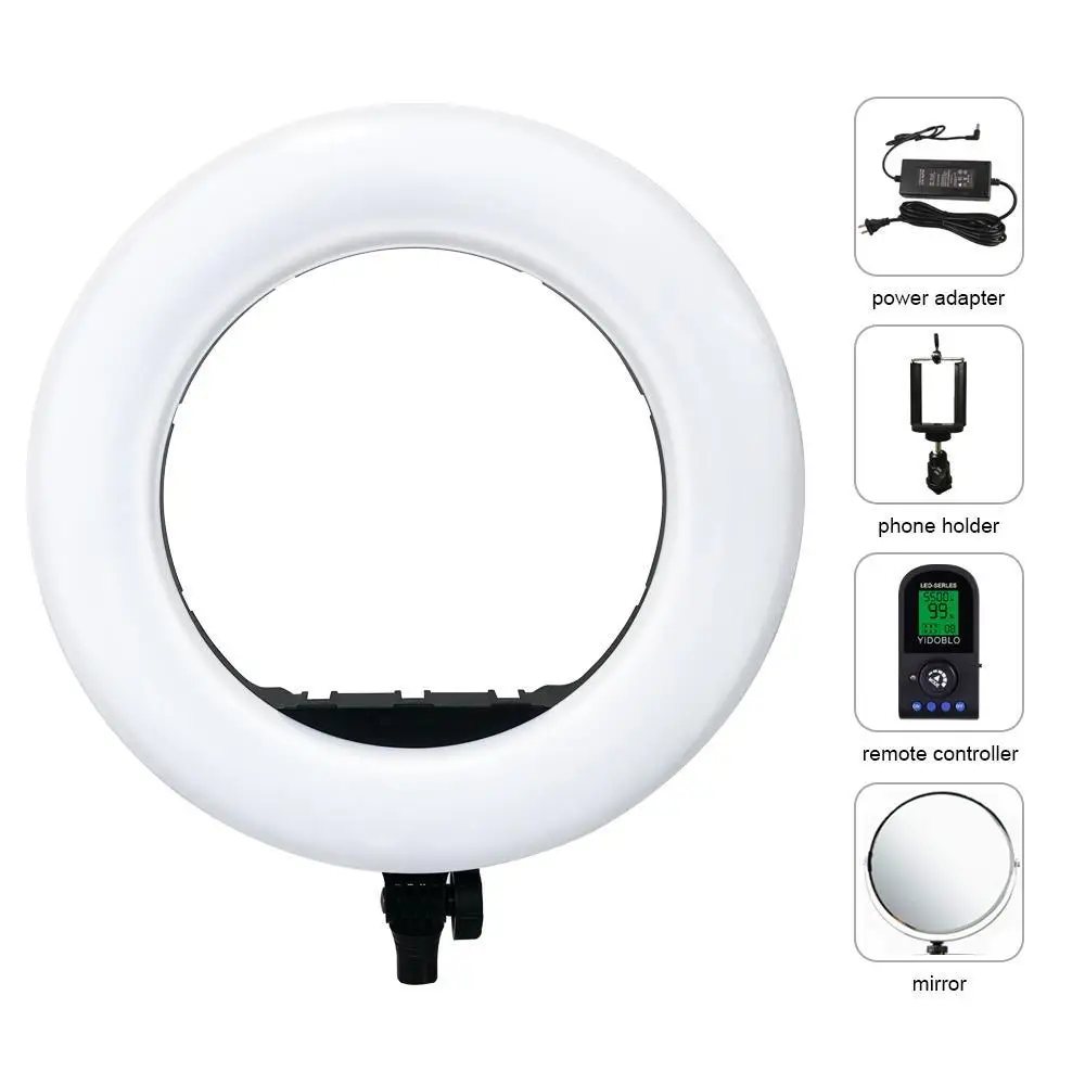 

Yidoblo AX-480EII LED Ring Light LCD Screen USB Charger Video 18inch 240PCS LED Ring Light Warm & Cold Bio-Color Ring Lamp Kit