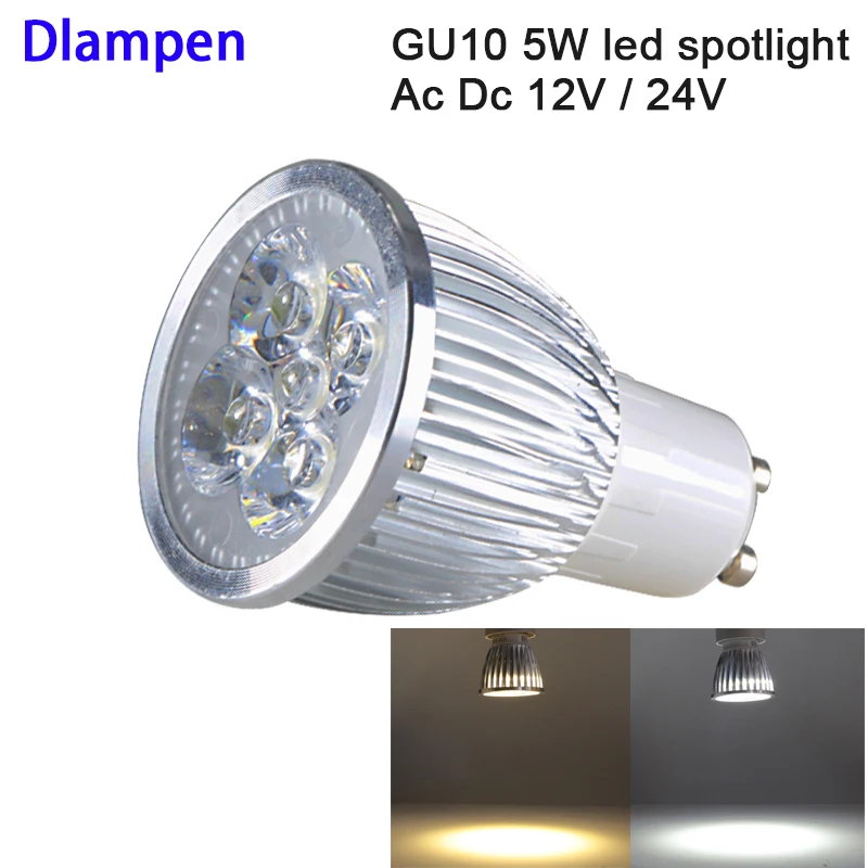 Bombilla led gu10 прожектор 5 Вт Супер Ac Dc 12 В 24 в алюминиевый корпус высокой мощности чип 580LM 12 24 вольтовая лампочка точечный потолочный светильник
