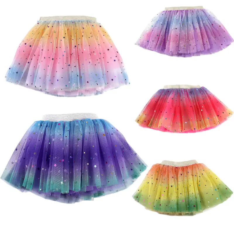 Детская Радужная юбка пачка для новорожденных девочек вечерний костюм необычная