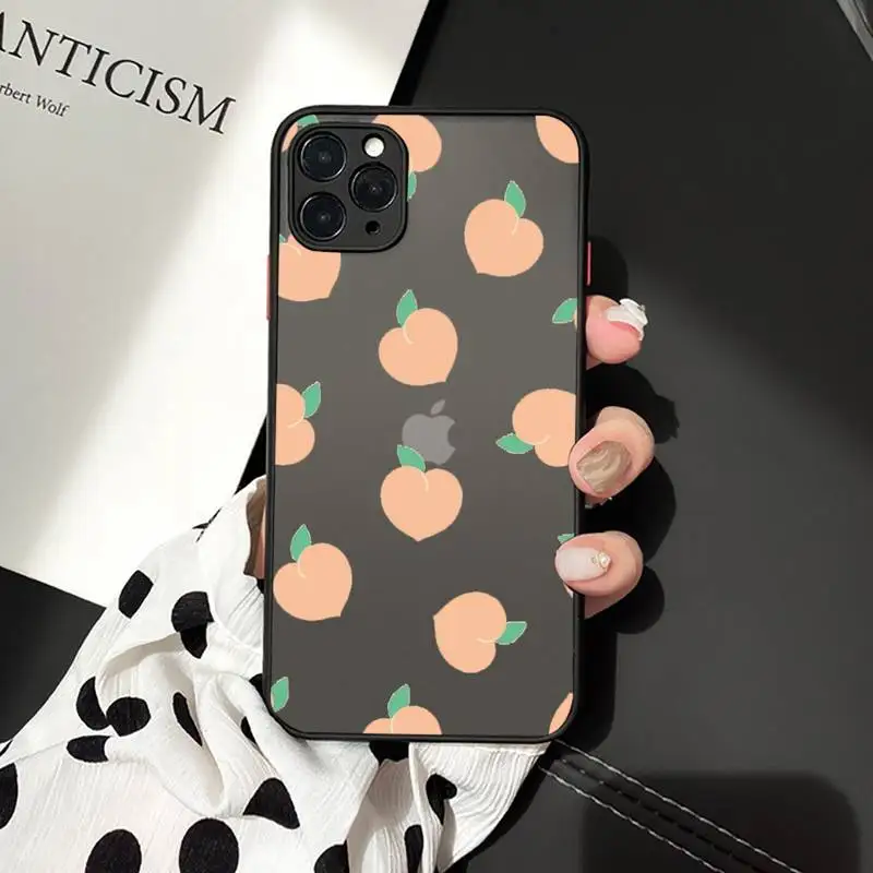 

Phone Case For iPhone 12 11 Mini Pro XR XS Max 7 8 Plus X peach Matte transparent cover