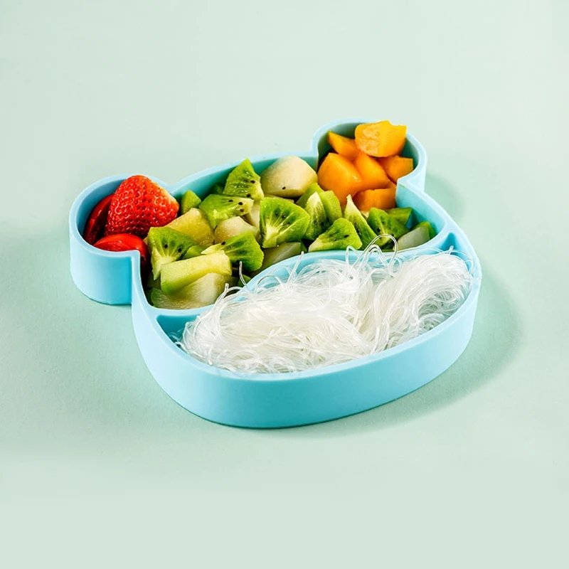 

Silicone Baby Tableware Toddler Plate Portable Fork Spoon Kids Food Bowl Set 54DF