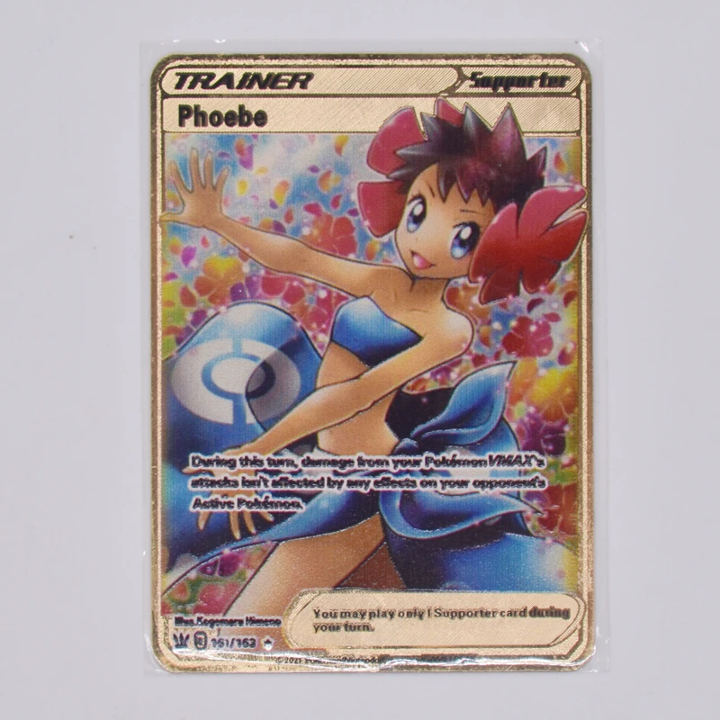 

2021 New Pokemon Cards Gold Metal Vmax Energy Card GX EX Charizard Pikachu Rare Collection Battle Trainer Card Child Toys