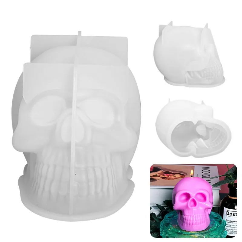 Новая Большая цветная силиконовая форма в виде черепа для свечей домашнего